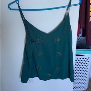 Teal tank stop with embroidered stars with jewels